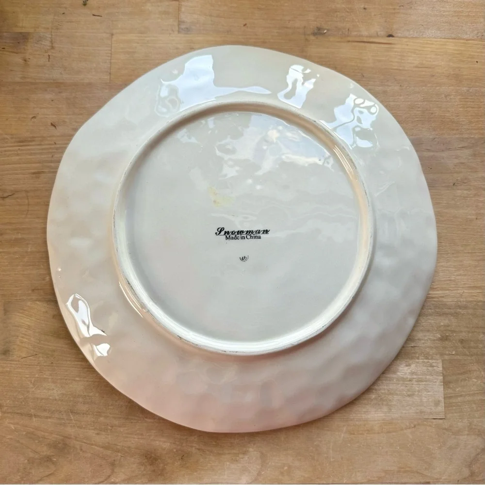 Vintage Ceramic Glaze Snowman Plate